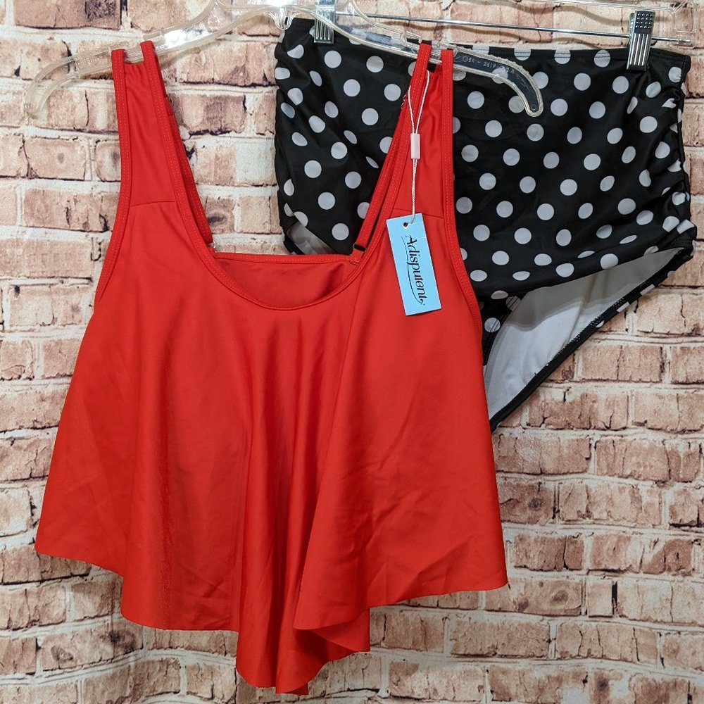 Stylish Women's Red and Black Polka Dot Bikini Set